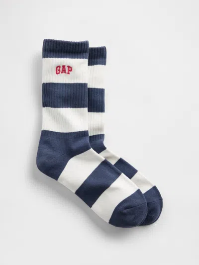 Gap Rugby Stripe Logo Crew Socks In Multi