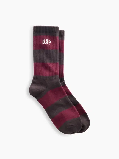 Gap Rugby Stripe Logo Crew Socks In Red