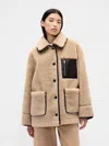Gap × Sandy Liang Reversible Vegan Leather Sherpa Jacket In Brown