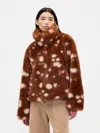 Gap × Sandy Liang Spotted Vegan Fur Half-zip Pullover In Brown