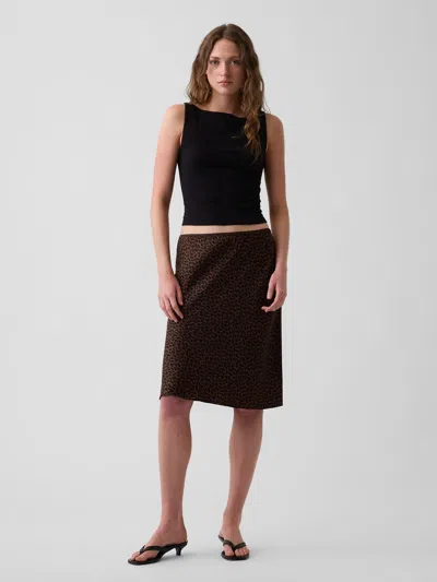 Gap Satin Bias-cut Skirt In Brown Leopard Print