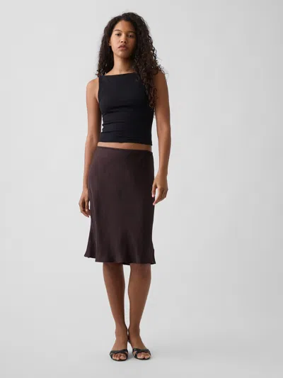 Gap Satin Bias-cut Skirt In Terra Brown