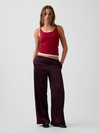Gap Satin Easy Wide-leg Pants In Birch Beer Brown