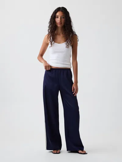 Gap Satin Easy Wide-leg Pants In Navy Blue Uniform
