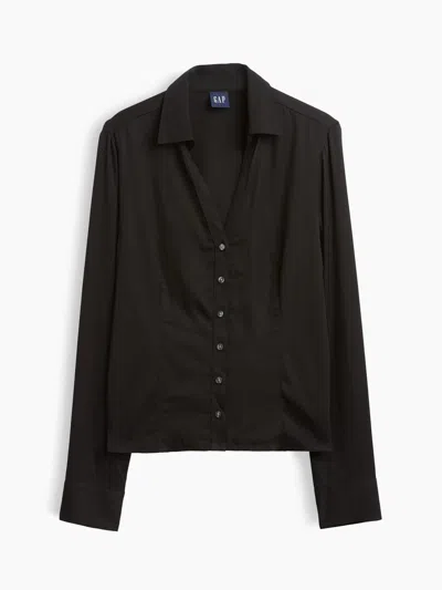 Gap Satin Fitted Shirt In Brown