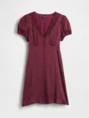 Gap Satin Lace-trim V-neck Mini Dress In Red