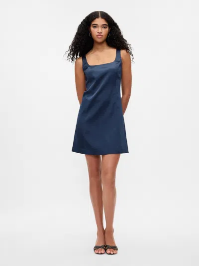 Gap Satin Mini Dress In Classic Navy Blue