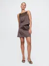 Shop Gap Satin Mini Skirt In Terra Brown