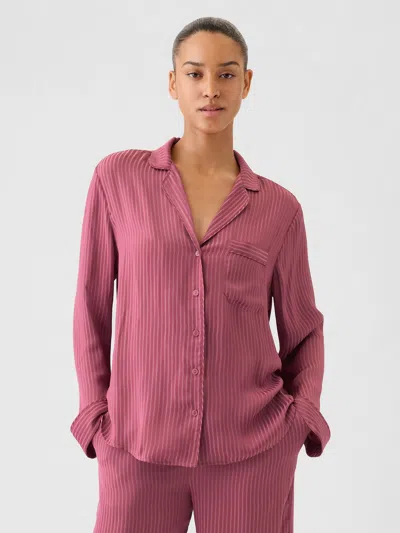 Gap Satin Pj Shirt In Pink Stripe