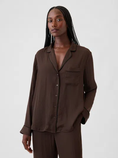 Gap Satin Pj Shirt In Terra Brown