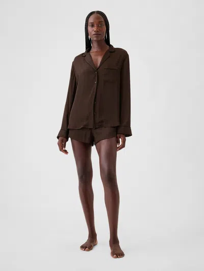 Gap Satin Pj Shorts In Terra Brown