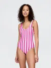 Gap Scoop Neck Swimsuit In Pink & White Stripe