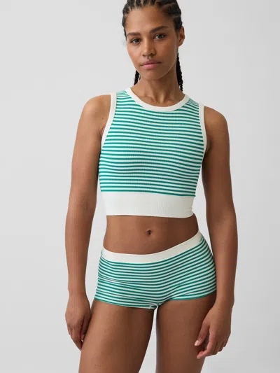Gap Seamless Rib Crop Tank Top In Green Stripe