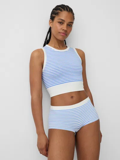 Gap Seamless Rib Crop Tank Top In Moore Blue Mini Stripe