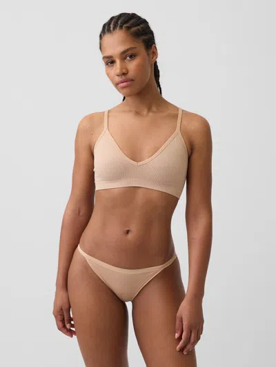 Gap Seamless Rib Triangle Bralette In Blush Beige