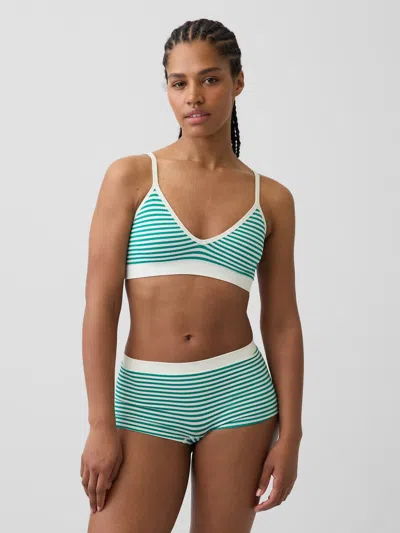 Gap Seamless Rib Triangle Bralette In Green Stripe