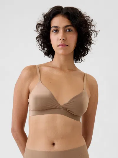 Gap Secondskin Crossover Bralette In Blush Beige