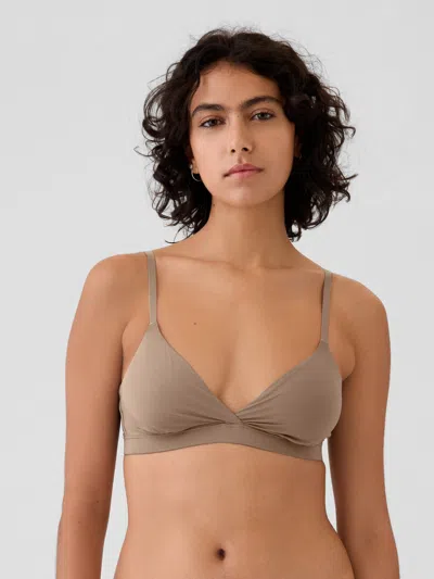 Gap Secondskin Crossover Bralette In Plymouth Rock Brown