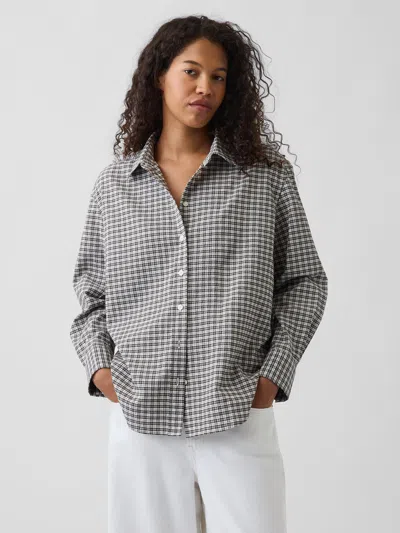 Gap Seersucker Plaid Oversized Shirt In Green Gingham