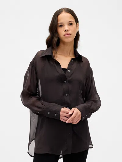 Gap Sheer Big Shirt In Brown