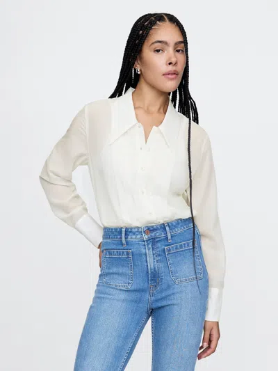 Gap Sheer Classic Tuxedo Shirt In Antique White