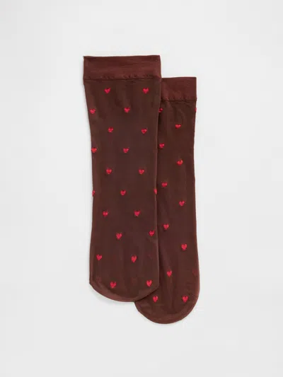 Gap Sheer Crew Socks In Brown