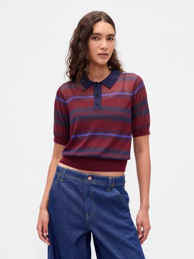 Gap Sheer Crop Polo Shirt Sweater