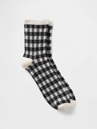 Gap Sheer Half Crew Socks In Black Gingham