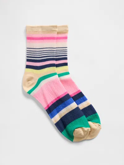 Gap Sheer Half Crew Socks In Retro Rainbow Stripe