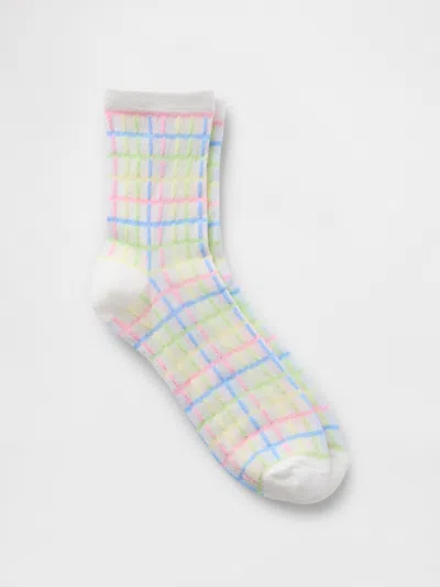 Gap Sheer Half Crew Socks In Spring Easter Multi Plaid