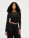 Gap Sheer Metallic Mesh Top In Black