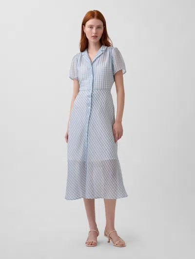 Gap Sheer Midi Shirtdress In Blue