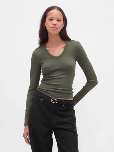 Gap Sheer Modern Rib T-shirt In Green