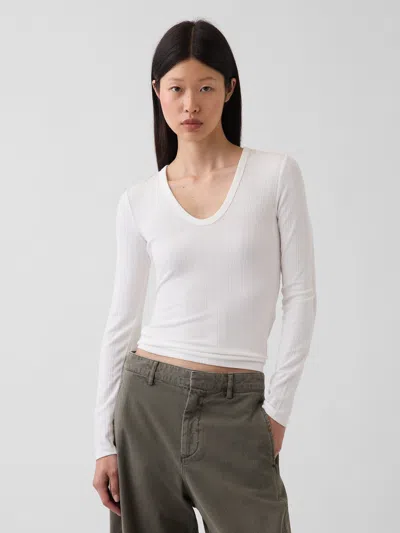 Gap Sheer Modern Rib T-shirt In Fresh White