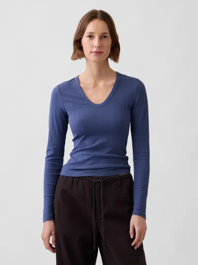 Gap Sheer Modern Rib T-shirt In Sargassus Blue