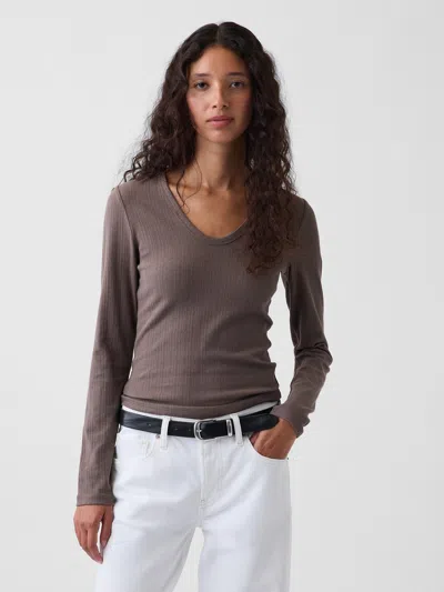 Gap Sheer Modern Rib T-shirt In Toasted Almond Brown
