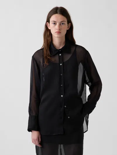 Gap Sheer Organza Big Shirt In Black