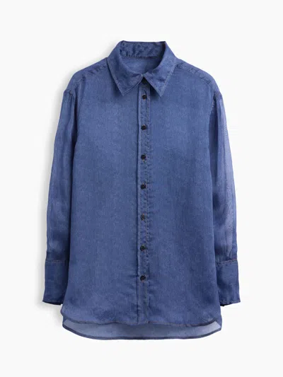 Gap Sheer Organza Big Shirt In Blue Denim Wash