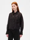 Gap Sheer Oversized Straight-hem Crop Shirt In Black