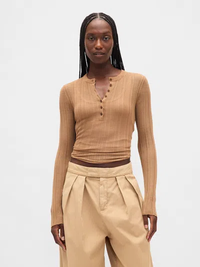 Gap Sheer Rib Henley Sweater