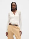 Gap Sheer Rib Henley Sweater In Brown