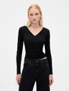 Gap Sheer Rib Henley T-shirt In Black