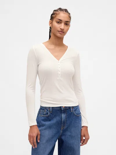 Gap Sheer Rib Henley T-shirt In White