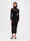 Gap Sheer Turtleneck Maxi Sweater Dress In Black