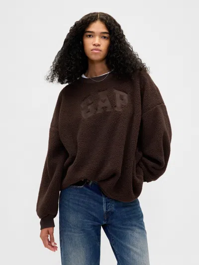 Gap Sherpa  Logo Tunic Sweatshirt In Brown