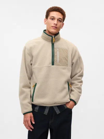 Gap Sherpa Half-zip Pullover In Quail