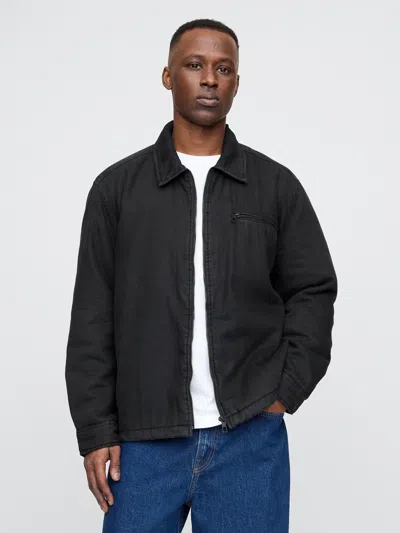 Gap Sherpa-lined Shirt Jacket In Black Wash