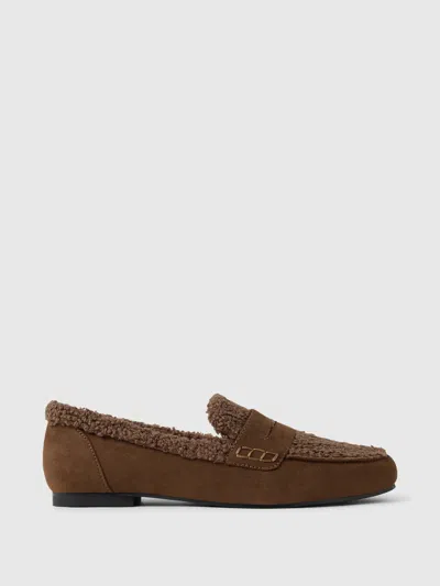 Gap Sherpa Loafers In Woodsy Brown
