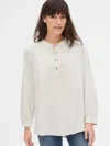 Gap Shirred Denim Popover Shirt In White