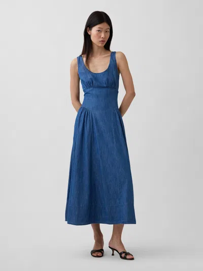 Gap Shirred Maxi Dress In Purple